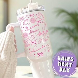 Custom Cheer Mom 40oz Tumbler With Handle Gifts For Cheer Mom Gift Idea Cheer Mom Cups Gifts For Mother&#39;s Day Gifts For Cheer Mom Travel Mug