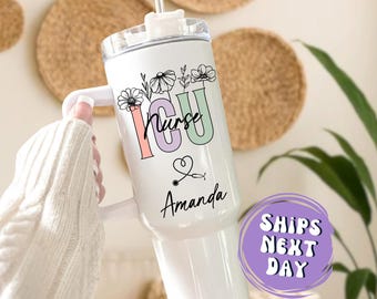 ICU Nurse Tumbler With Handle Personalized ICU Nurse Gift For Intensive Care Unit Nurse ICU Nurse Cup Icu Nurse Appreciation Gifts Icu Mug