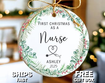 Custom Nurse Christmas Ornament For Nurse Appreciation Ornament First Christmas As A Nurse Ornament RN Ornament New Nurse Ornament Keepsake