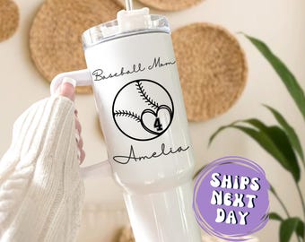Personalized Baseball Mom Tumbler With Handle Gift For Baseball Team Mom Baseball Mom Gifts Baseball Mom Cups 40 oz Custom Mothers Day Gifts