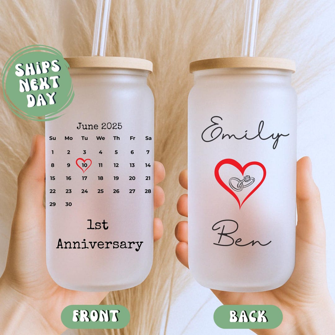 Custom 1st Wedding Anniversary Cup Gift for Parents Anniversary Glass ...