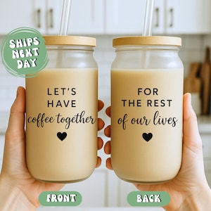 Mr And Mrs Coffee Mugs Gift For Newlywed Couple Iced Coffee Coffee Cup Wedding Party Gift Mr & Mrs Cup Mr And Mrs Custom Glass Coffee Cup