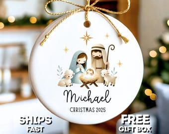 Nativity Christmas Ornament Personalized Christian Christmas Ornament Custom Christian Ornament Christmas Gift For Baby Jesus Ornament Gift