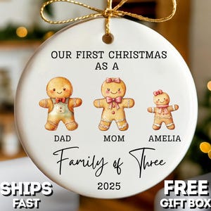 Family Of Three Christmas Ornament Personalized Family Of 3 Christmas Ornaments Our First Christmas As A Family Of Three Ornament Keepsake
