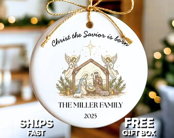 Nativity Christmas Ornament Personalized Christian Christmas Ornament Gift For Baby Jesus Manger Ornament Holy Family Ornament Keepsake Gift