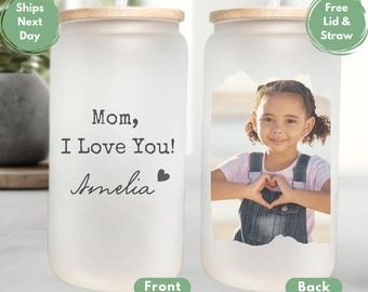 Mom Glass Tumbler Gift For Mothers Day Custom Mom Glass Cup Gift For Mom Birthday Iced Coffee Cup Mom Glass Coffee Cup Mom Frosted Glass Cup