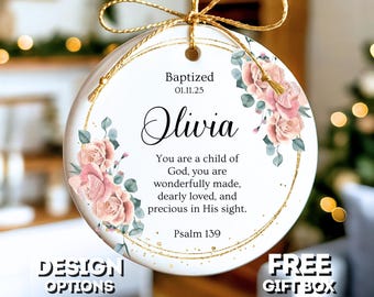 Personalized Baptism Ornament Custom Christening Christmas Ornament Religious Ornament Personalized Baptism Gift For Baby Baptism Keepsake