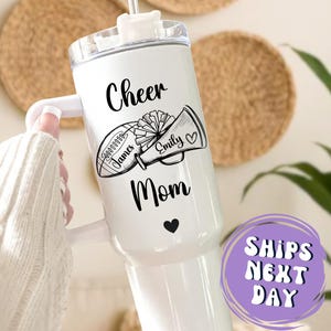 Custom Cheer Mom 40oz Tumbler With Handle Gifts For Cheer Mom Gift Idea Cheer Mom Cups Gifts For Mother&#39;s Day Gifts For Cheer Mom Travel Mug