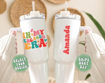 In My Engaged Era Tumbler Personalized Engagement Tumbler For Couples Gift Engaged Bride Tumbler Personalized Engagement Gift For Couple Cup