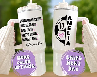 Personalized Soccer Mom Tumbler With Handle Soccer Mom Cup Custom Soccer Mom Gift For Soccer Mom Tumbler With Lid And Straw Mother's Day Cup