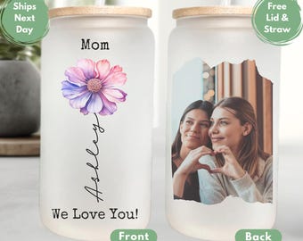 Mom Glass Cup Gift For Mothers Day Custom Mom Birthday Coffee Cup Gift For Mom Glass Tumbler Mom Glass Coffee Cup Mom Iced Coffee Cup Gift