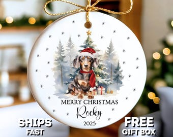 Custom Dachshund Christmas Ornament, Personalized Dachshund Dog Ornament Gift for Dog Lover Dachshund Keepsake Gift Dachshund Ornament Gift