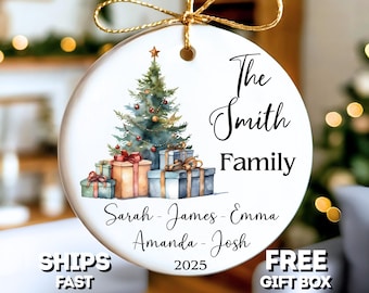Personalized Family Christmas Tree Ornament For Family Name Christmas Ornament Custom Family Tree Ornament With Names Family Keepsake Gift
