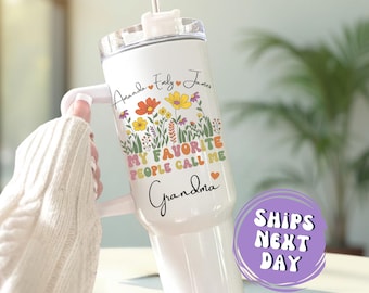 Custom Grandma Tumbler 40oz Personalized Grandma Tumbler With Names Grandma Travel Mug Gift For Grandma Mothers Day Gift For Grandma Cups