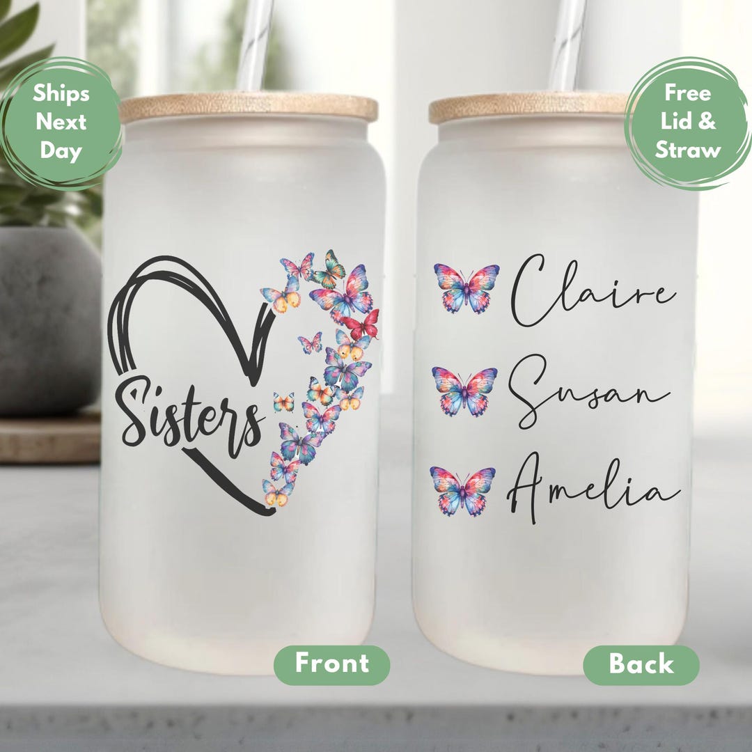 Custom Sister Cup Gift Personalized Sister Wedding Glass Cup Sister ...
