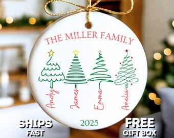 Personalized Family Name Christmas Ornament For Family Christmas Tree Ornament Custom Family Name Tree Ornament Family Christmas Keepsake