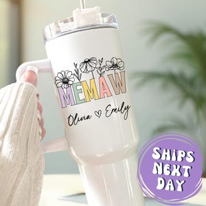 Custom Memaw 40oz Tumbler Personalized Memaw Tumbler With Handle Memaw Travel Mug Memaw Cup Memaw Gifts For Memaw Gift For Mother&#39;s Day Mug