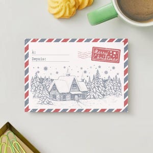 Cartes Postales de Noël Vintage - Cabane en Hiver