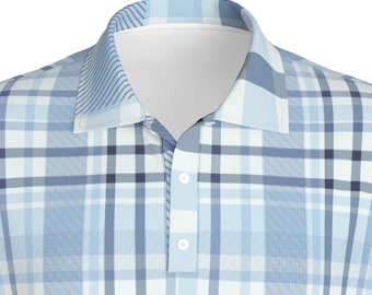 UNC Chapel Hill geruit golfpoloshirt | Carolinablauwe geruite sportkleding voor heren | Perfect voor golf, pickleball en tennis