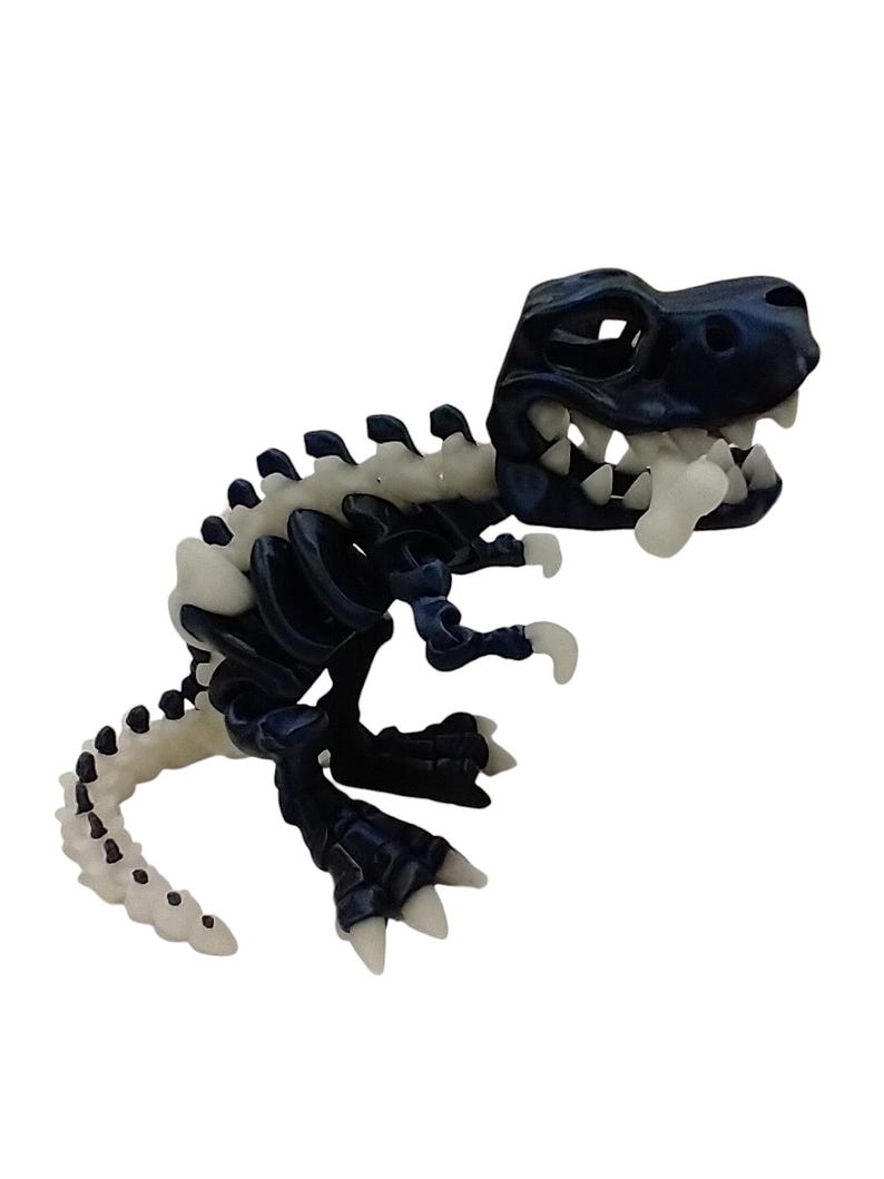 T-rex With Bone Dinosaur Skeleton 3D Printed Articulating Figurine With ...