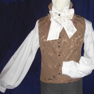 Mens Regency/ DARCY High Neck Cotton Dress Shirt with button cuff. Custom made. FREE SHIPPING image 5