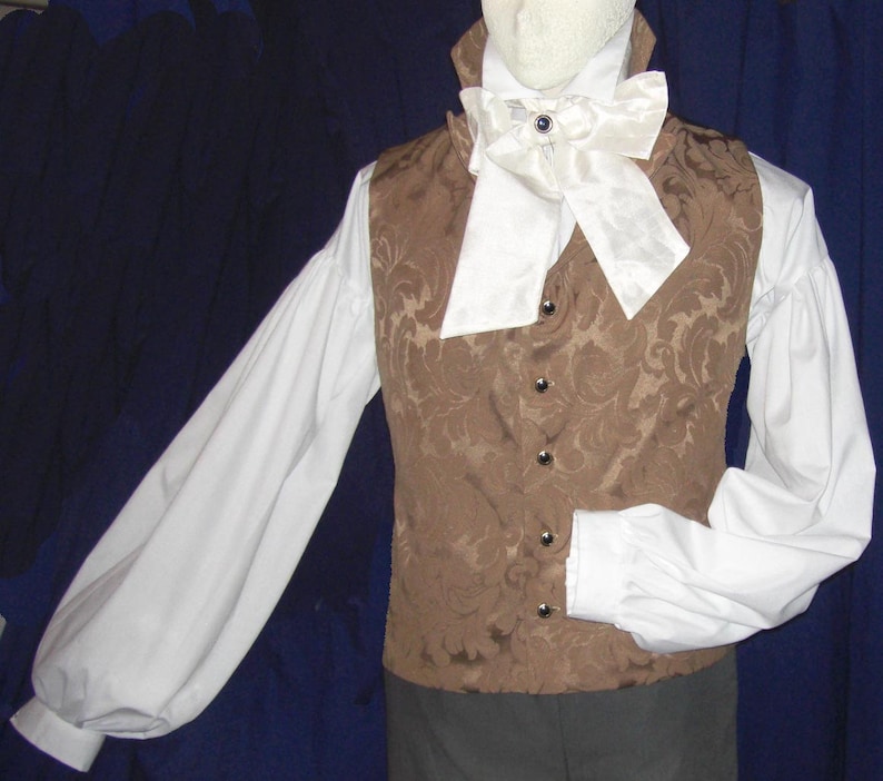 Mens Regency/ DARCY High Neck Cotton Dress Shirt with button cuff. Custom made. FREE SHIPPING image 5