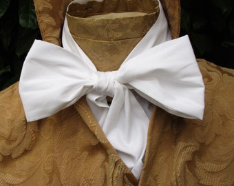 White Cotton Cravat/Tie Regency Edwardian Darcy Shirt or Jacket  80" x 4"