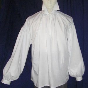 Mens Regency/ DARCY  High Neck Cotton Dress Shirt with button cuff. Custom made. FREE SHIPPING!!