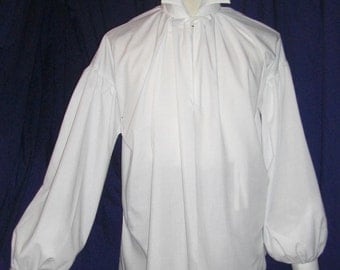 Mens Regency/ DARCY  High Neck Cotton Dress Shirt with button cuff. Custom made. FREE SHIPPING!!