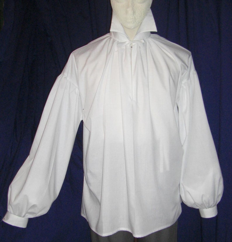 Mens Regency/ DARCY High Neck Cotton Dress Shirt with button cuff. Custom made. FREE SHIPPING image 1