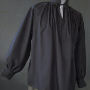 Black Regency/ DARCY  High Neck Cotton Dress Shirt. Button cuff. Custom made. FREE SHIPPING!!