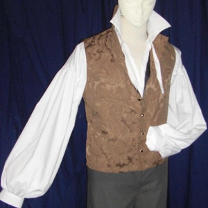 Mens Regency/ DARCY High Neck Cotton Dress Shirt with button cuff. Custom made. FREE SHIPPING image 4