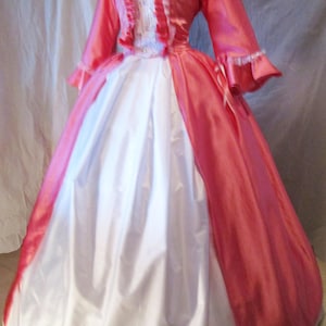 Coral & White 'Coral Delight' - Marie Antoinette / Pompadour/Princess Court  Ball Gown Dress 35" W. (B)