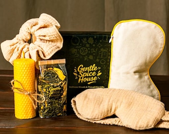 Set VIP Spa, cuscino per gli occhi alla lavanda, cuscinetto con nocciolo di ciliegia, set per la cura di sé per lei, regalo di relax vibrante, regalo per la donna che ha già tutto