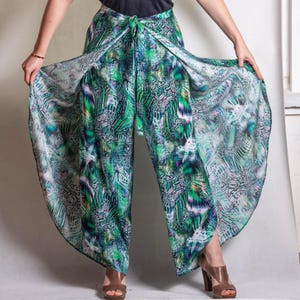 Summer Wrap Pants with Belt, One size , S-L, 100% viscose, Palazzo Pants, Women&#39;s summer light Wrap pants, Thai pants, Bali