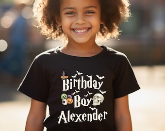 Personalized Birthday Boy Wizard Shirt, Custom Name Bday Party Boy T-Shirt, Magic Birthday Tee, Wizard Birthday Top, Birthday Gift For Kids