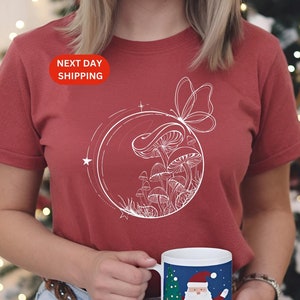 Comfort Colors Mushroom Shirt, Mushroom T-Shirt, Butterfly Tee, Spiritual Shirt, Gift For Friend, Spiritual Moon Phase, Nature Lover Gift