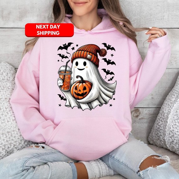 Halloween Ghost Shirt, Cute Ghost T-Shirt, Women Halloween Shirt, Halloween Costume, Fall Style Shirt, Coffee Lover Gift, Autumn Sweatshirt