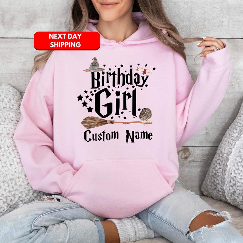 Personalized Birthday Girl Shirts, Custom Name Birthday Girl T-Shirt, Magic Birthday Shirt, Wizard Birthday Shirt, Birthday Gifts For Girl