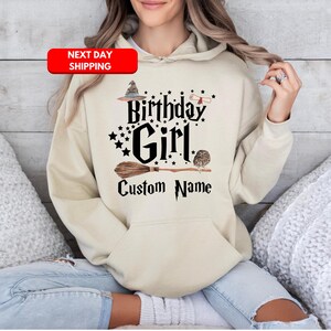 Personalized Birthday Girl Shirts, Custom Name Birthday Girl T-Shirt, Magic Birthday Shirt, Wizard Birthday Shirt, Birthday Gifts For Girl