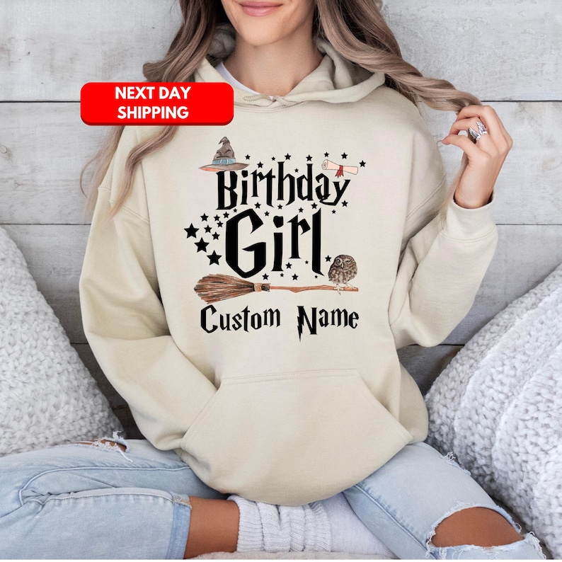 Personalized Birthday Girl Shirts, Custom Name Birthday Girl T-Shirt, Magic Birthday Shirt, Wizard Birthday Shirt, Birthday Gifts For Girl
