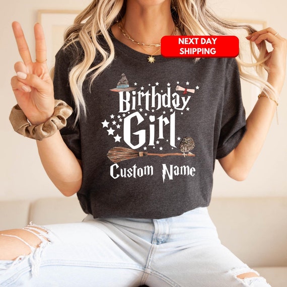 Personalized Birthday Girl T-Shirt, Custom Name Birthday Girl Shirts, Magic Birthday Shirt, Wizard Birthday Shirt, Birthday Gifts For Girl