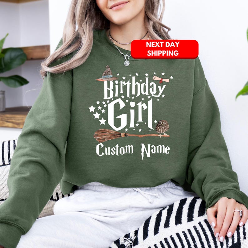 Personalized Birthday Girl Shirts, Custom Name Birthday Girl T-Shirt, Magic Birthday Shirt, Wizard Birthday Shirt, Birthday Gifts For Girl