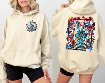 Good Energy is Contagious Sweatshirt, Skull Skeleton Wild Flower Tee, Inspirational Top, Mental Health Awareness Apparel, Meditation Hoodie