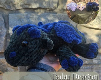 Baby Dragon Crochet Pattern, Low Sew Body, Medium Plush, PDF, Beginner Friendly Amigurumi, Cute Dragon, Chunky Dragon