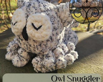 Modello all'uncinetto per coccolare il gufo, corpo con cuciture basse, peluche medio, PDF, amigurumi per principianti, gufo carino, peluche, gufo addormentato