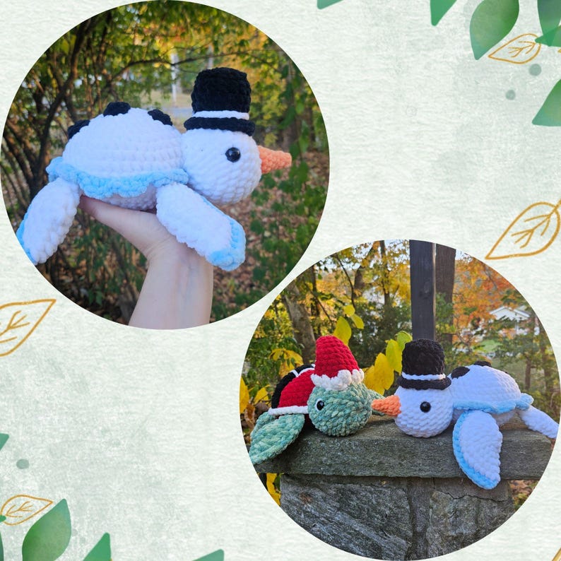 Snowman Turtle Crochet Pattern, Low Sew Body, Large Plush, PDF ...