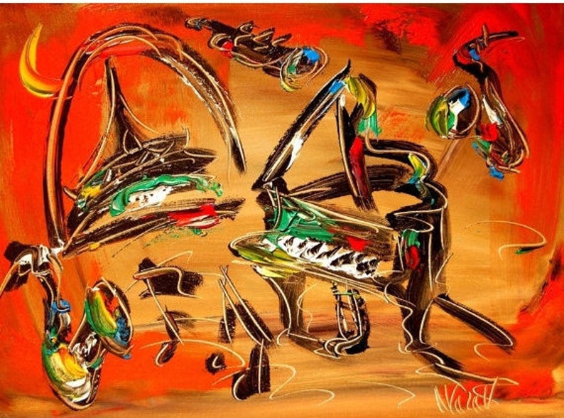 Jazz wall art Music Canvas print Musical instruments wall Etsy