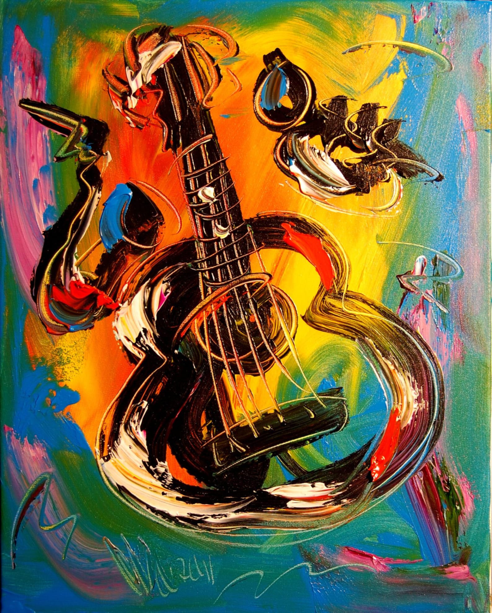 3D Jazz wall art Music Canvas print Musical instruments wall Etsy