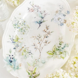 20 STÜCKE Elegante Vintage Blumentransparente Aufkleber - Weiche botanische AquarellblumenAbziehbilder| Scrapbook, Journal, Craft Schreibwaren Dekoration
